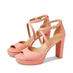 Naturalizer Women's Melody Platform Sandals Coral‎ Pink Suede Size 9.5M
